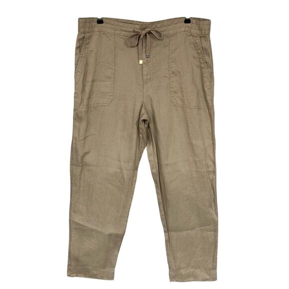 Lauren Ralph Lauren Sz 14 Drawstring 100% Linen‎ Straight Leg Pants sustainable - Picture 1 of 8